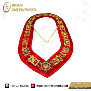 Venta al por mayor Masonic Regalia Grand Lodge Collar de cadena de metal con respaldo de algodón púrpura Base Collar de tela - Product Image 3