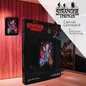 Tableau sur toile lumineux Stranger Things moderne avec cadre noir et motif portrait - Product Image 2