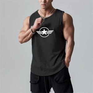 Camiseta de algodón Premium XL personalizada para hombre, camiseta sin mangas, camiseta transpirable de alta calidad para gimnasio y Fitness, camiseta informal lavada con serigrafía - Product Image 2