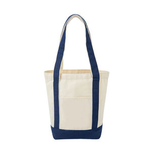Bolsa de Playa de Nylon Resistente de Primera Calidad, Diseño Personalizable, Blanca con Parches Azul Oscuro, Asa de Cuerda con Inicial Bordada, para Cuatro Personas - Product Image 3