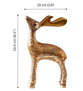 Ensemble de 2 figurines de cerf en aluminium doré, décoration de maison personnalisée en gros, sculpture en métal souvenir, mini figurine en métal - Product Image 4