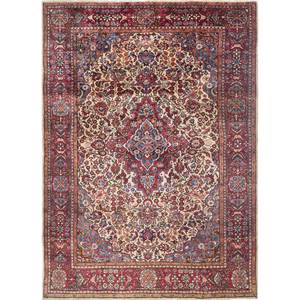 Tapis en soie noué à la main Gulmarg Pae-5819, motif médaillon rose et violet, pour la maison, 9x12, rectangulaire, pour couloir, pour la décoration du salon - Product Image 1