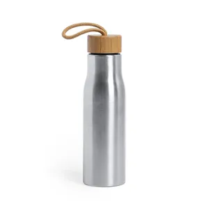 Bottiglia d'Acqua Sostenibile Dropun in Acciaio e Bambù, Gadget Promozionale Ecologico - Product Image 1