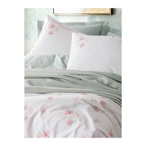Parure de lit de luxe en coton Piqué, motif floral menthe mentholée, pour la maison, disponible en tailles King et Twin, 4 ou 6 pièces - Product Image 3