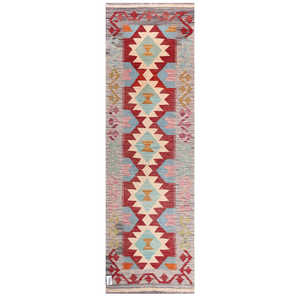 Alfombra Kilim de Maimana, Afganistán, 207 x 65 cm, Alfombra Tradicional Afgana - Product Image 1