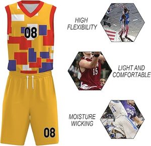 Uniforme de basket-ball léger pour adultes Style unique Couleur unie Haute qualité Ensemble grande taille respirant - Product Image 4