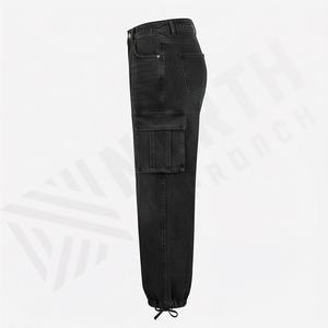 New Arrival Women's Solid Color Cargo Pants <b>Low</b> <b>Waist</b> <b>Baggy</b> Streetwear Trousers Sides Pocket Logo Decoration Fashion Trendy Wear - Product Image 3