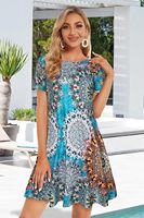 Vestidos Casuales de Playa para Mujer SAMAVIA, Verano, Modestos, Florales, Manga Corta, 100% Algodón Ecológico, Holgados, con Bolsillos, Jersey