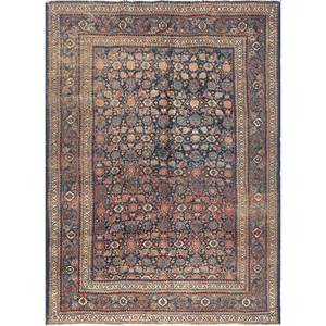 Alfombra de Lana Anudada a Mano Azul Aalam Pae-6013 con Patrón Floral Rectangular para Decoración de Sala de Estar, Tamaño 9x12 para Adolescentes - Product Image 1