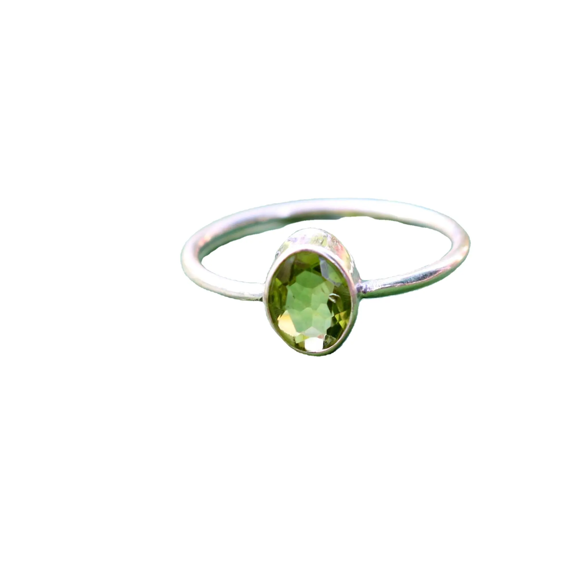 Good Quality Green Peridot 925 Sterling Silver Handmade Gemstone Ring Jewelry Wholesale Factory Price