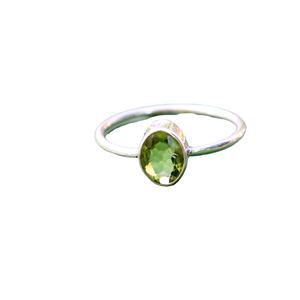 Anillo de piedras preciosas hecho a mano de Plata de Ley 925 al por mayor buena calidad peridoto verde estilo clásico certificado IGI para fiestas - Product Image 1