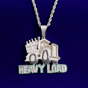 Collar con Colgante de Camión de Carga Pesada, Plata de Ley 925, Completamente Engastado con Diamantes de Moissanita, Piedras Multicolores, Estilo Hip Hop - Product Image 2