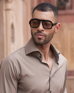 Chemise kaki à col découpé à 2 boutons - Product Image 2