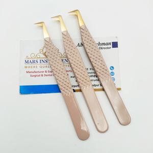 Pince à épiler professionnelle d'extension de cils d'angle de botte de 90 pointes d'or de couleur nue pince à épiler parfaite - Product Image 2