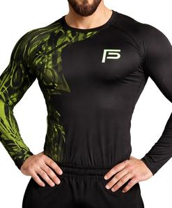 Men’s <b>Compression</b> <b>Shirt</b> Long Sleeve Gym Workout Rashguard Quick Dry Breathable Sportswear Green <b>Black</b> Custom Logo - Product Image 1