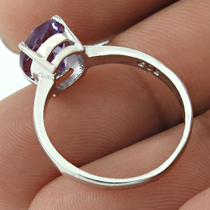 Rhodium Plated 925 Solid Silver Vintage Handmade Amethyst Gemstone <b>Ring</b> High Quality Oval Shaped Pronk Setting Gift <b>for</b> Woman - Product Image 3