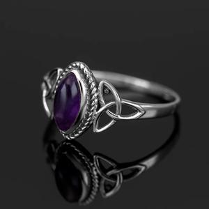 Elegante anillo de amatista de corte Marquesa hecho a mano de Plata de Ley 925, joyería de piedras preciosas moradas a la moda, regalo para mujer - Product Image 3