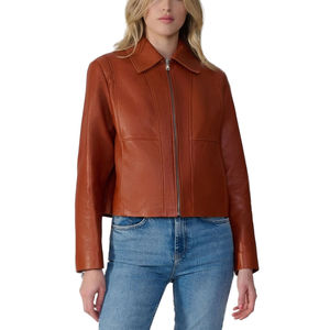 Veste en simili cuir pour femme, manches longues, fermeture éclair sur le devant, style tendance pour l'automne, l'hiver, le quotidien et les tenues - Product Image 1