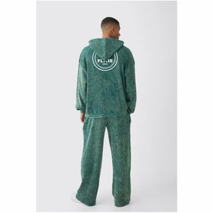 Chándal con capucha de algodón 100% de gran tamaño con detalle de costura cuadrada bordado y técnicas de cuentas Estilo Vintage para invierno - Product Image 5