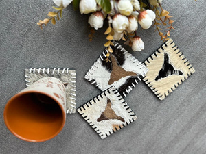 Vrais cheveux faits à la main sur cacher fourrure cuir thé caboteur café thé tasse tapis vaisselle maison accessoires boisson et Barware fourrure sous-verres - Product Image 2