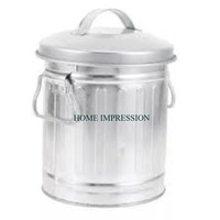 Poubelle faite à la main à usage multiple avec couvercle forme ronde grande poubelle pour le stockage des déchets poubelle galvanisée et poubelle