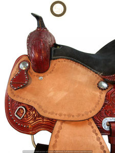 Premium SAISHAS Western DD Asiento de carreras de barril de cuero genuino Hecho a mano Rendimiento ligero Equitación Show Horse Rodeo - Product Image 3