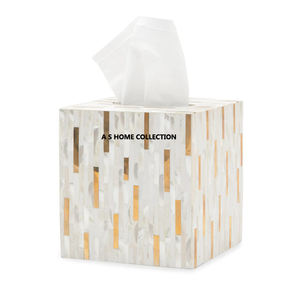 Acero inoxidable cuadrado latón hoja dorada decorativa Mesa Hotel y uso doméstico caja de pañuelos de lujo - Product Image 4