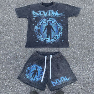 Camiseta unisex de lavado ácido para hombre, conjunto corto recortado Boxy Fit 100% algodón 220 Gsm, chándal personalizado transpirable de gran tamaño - Product Image 6