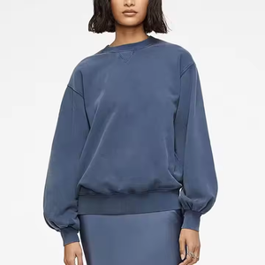 Pull oversize pour femme, hiver, lavage vintage, mode streetwear, tissu doux, logo personnalisé sur le devant, emballage en gros - Product Image 3