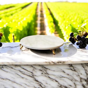 ถาดเสิร์ฟหินอ่อนธรรมชาติงานฝีมือสุดหรู TCE คุณภาพพรีเมียม สำหรับงานศิลปะตกแต่งโต๊ะอาหาร สไตล์อาร์ตเดโค เหมาะสำหรับรอมฎอน งานแต่งงาน เค้ก และของหวาน - Product Image 1