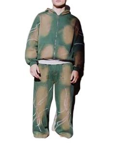 Survêtements unisexes en molleton délavé à l'acide, 100% coton, molleton français, logo personnalisé, respirant, imprimé, épaules tombantes, hiver - Product Image 3