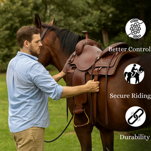 Sillín occidental de vaquero hecho a mano con diseño sin árboles de cuero genuino natural para montar a caballo - Product Image 3