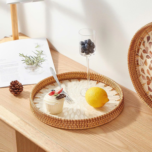 En gros Peu Profonde Bouche Rotin Shell Plateau Tissé De Stockage Fruits Maison Snack Cuisine Plateau Panier À Pain pour Dîner Fournitures - Product Image 6