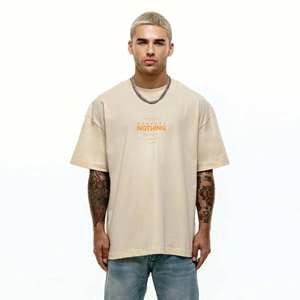 Venta al por mayor personalizada hombres Boxy Camiseta 100% algodón de gran tamaño pesado Vintage Stone Wash Drop Shoulder Streetwear de punto - Product Image 1