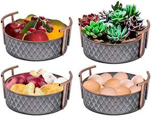 ตะกร้าผลไม้สำหรับห้องครัวโบราณแบบย้อนยุคตะกร้ากลมพร้อมด้ามจับถาดถาดผลไม้โลหะแนววินเทจของตกแต่งโต๊ะในบ้าน - Product Image 1