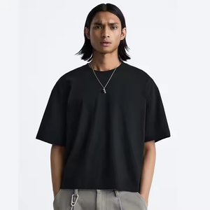 OEM Custom Heavy <b>Weight</b> Over Size T-shirt 100%Cotton Cropped Tshirts Custom Logo crop Boxy Fit <b>Blank</b> Streetwear Men T Shirt - Product Image 1