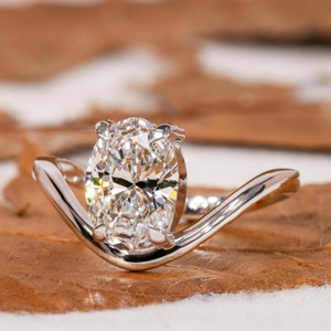 IGI certifié 1.50ct ovale coupe laboratoire diamant Solitaire bague classique incurvée fiançailles proposition de mariage fête-friendly bijoux fins - Product Image 1