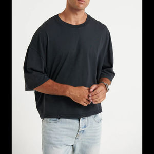 Camiseta de Punto de Manga Corta, Corte Amplio y Recto, 100% Algodón, para Hombre, Hombros Caídos, Estilo Urbano, Impresión Personalizada, Ecológica - Product Image 5