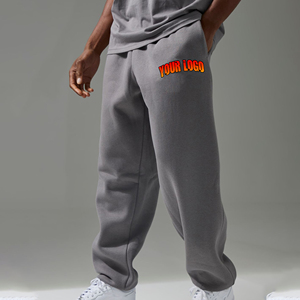 Pantalon de survêtement décontracté pour homme, personnalisé avec logo, en toile de coton 100% délavée, fermeture à cordon, vente en gros - Product Image 1