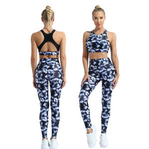 Logotipo personalizado para mujer Alto para deportes de impacto Gimnasio Yoga Top Fitness Set Tallas grandes Ropa atlética Patrón sólido Cintura elástica - Product Image 1