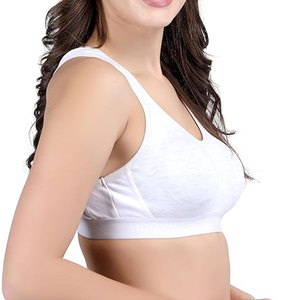 Soutien-gorge de sport blanc réglable pour femme, dos nageur, fermeture avant, col rond, sans couture, maintien moyen, respirant, pour yoga et activités sportives - Product Image 2