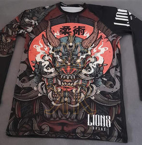 Hombres Spandex Gimnasio Ropa Jiu jitsu Gi BJJ Rash Guard Impresión Sublimación Impreso Grappling Wear Tight Casual T shirt - Product Image 3