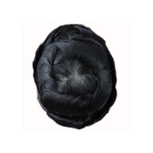 Venta al por mayor auténtico indio hombres pelucas 8 pulgadas Natural recto negro encaje sistema virgen Remy tamaño ajustable estilo de moda - Product Image 4