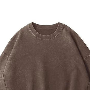 เสื้อสเวตเชิ้ตย้อมสีแบบแอซิดวอชสำหรับผู้ชาย ดีไซน์วินเทจ สัมผัสนุ่มสบาย เหมาะสำหรับใส่ลำลอง สไตล์สตรีท แขนยาว คอกลม - Product Image 5