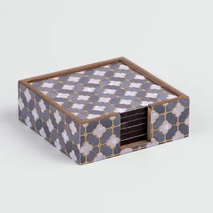 Luxury 6-Piece <b>Set</b> of Handcrafted Modern Rectangle Eco-Friendly Wooden <b>Tea</b> & Coffee <b>Cup</b> Mats & Pads Handmade Luxury Coasters - Product Image 1