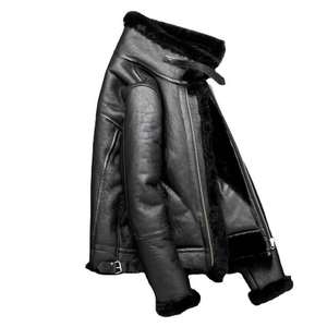 Chaqueta de Cuero Marrón, Chaqueta de Cuero Genuino de Piel de Oveja con Forro de Piel Artificial, Chaqueta de Cuero Estilo Bomber para Hombre - Product Image 5