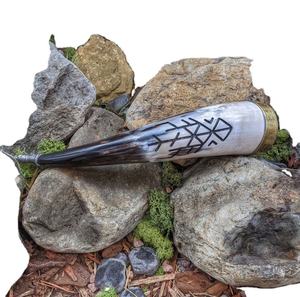 Cuerno para beber vikingo estilo amor artesanal Natural con diseño de barco soportes de hierro regalo de negocios hecho a mano exportadores indios precio bajo - Product Image 2