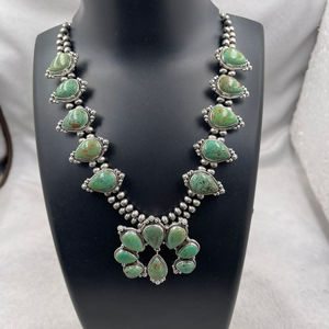 Nuevo Collar de Plata de Ley Navajo con Turquesa Natural Azul de Tendencia, Collar Hecho a Mano de Estilo Vintage Navajo para Mujer - Product Image 1