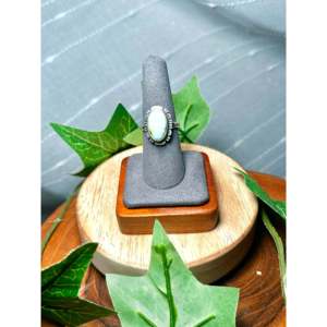 Navajo Handmade Boho <b>Statement</b> <b>Ring</b> Palomino Variscite & Sterling <b>Silver</b> Size 7.75 for Everyday Wear - Product Image 1
