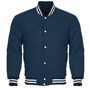 Jaqueta bomber masculina personalizada, vestuário personalizado, manga de couro simples, de beisebol, varassidade